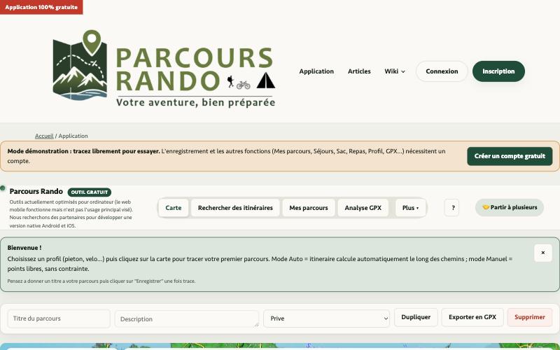 L'application en mode démo