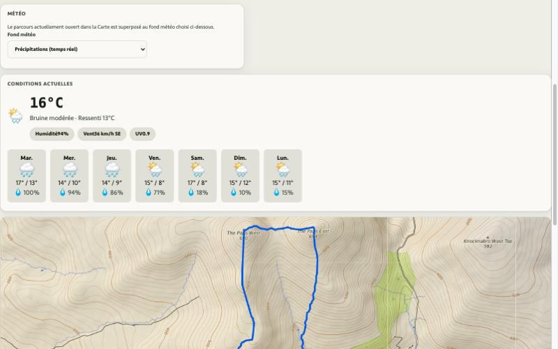 Météo sur le parcours