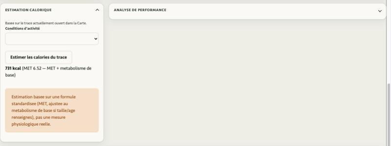 Estimation calorique du tracé