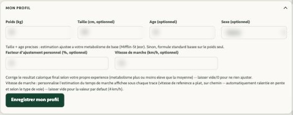 Profil et vitesse de marche